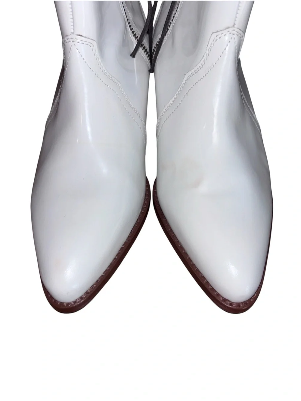 Free People New Frontier Western Booties Ivory White Patent Boots size 9